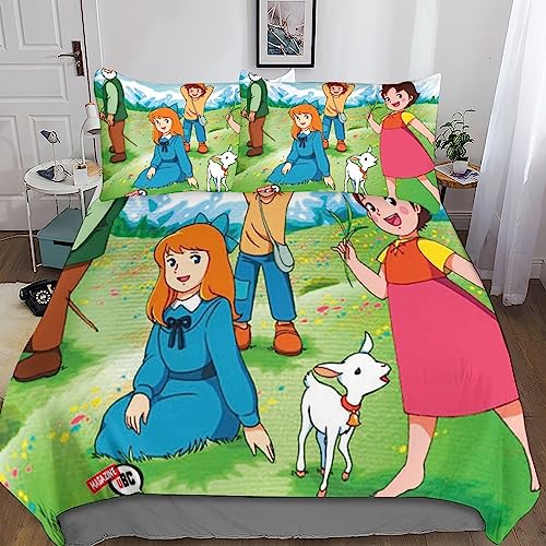 Rochile Heidi 3D Bettwäsche Set Kinder Erwachsene, Microfaser Bettbezug Und Kissenbezüge Mit Reißverschluss Weich Haltbar Atmungsaktive Double（200x200cm） von Rochile