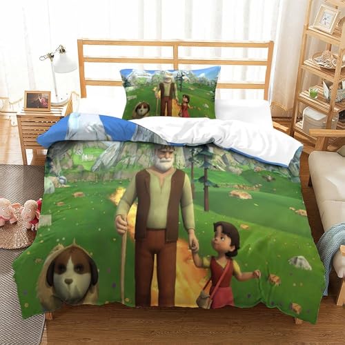 Rochile Heidi Bettbezug Set Bettwäsche Set Kinderbettwäsche-Set Reißverschluss Mit Kissenbezügen Betten Set Für Jungen Und Mädchen, Kinder Single（135x200cm） von Rochile