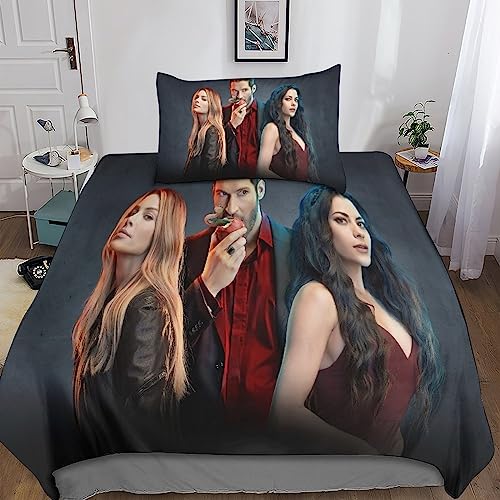 Rochile Lucifer 3D Print Betten Set Bettwäsche Set Microfaser Qualität Reißveschluss Bettbezug-Set Mit Kissenbezug Für Schlafzimmer, Weiche Bequemer Single（135x200cm） von Rochile