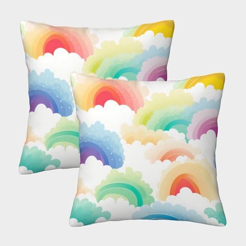 Rochile Rainbow Weiche Kissenbezüge, Quadratische Form Im 2er Set, Perfekt Für Home Decor Und Outdoor Leisure, Maschinenwaschbar 40x40cm von Rochile