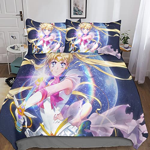 Rochile Sailor Moon Kinder Bettwäsche Print Mikrofaser Bettbezug Mit Kopfkissenbezug, Jungen Teens Bettwäsche Set Kinder Erwachsene, Weich Haltbar Atmungsaktive Double（200x200cm） von Rochile