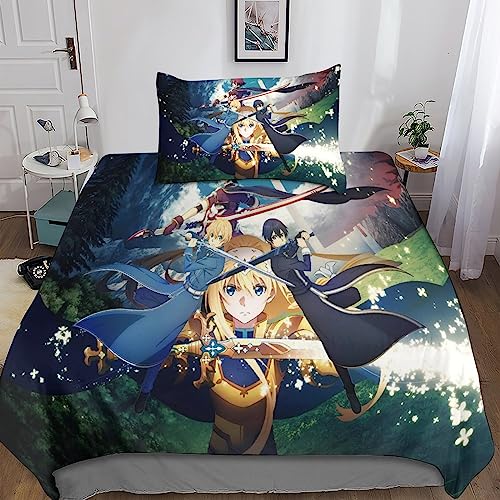 Sword Art Online Bettwäsche Set Bettbezug Set Atmungsaktive Mikrofaser Bettwäsche Für Schlafzimmer, Weiche Bequemer Single（135x200cm） von Rochile