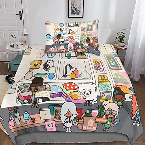 Toca Boca World Bettwäsche Teilig Mikrofaser Bettbezüge Jungs Kinderbettwäsche Set Mit Reißverschluss Und Kissenbezug 2 Teilig Sets Single（135x200cm） von Rochile