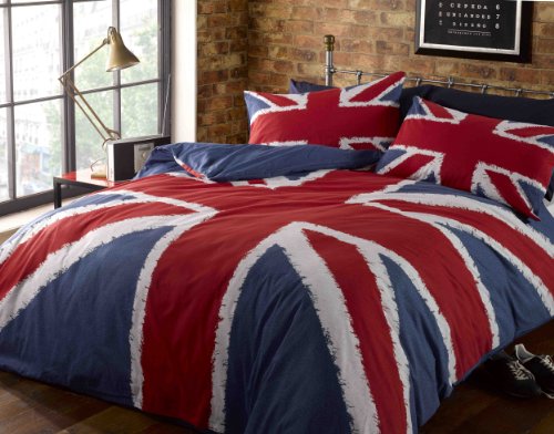 Rock N Roll Doppelbettbezug Funky Union Jack, Bettwäsche-Set, Baumwolle und Polyester, Mehrfarbig, Doppelbett von Rapport Home