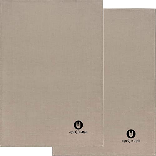 Kracht 2er Set Geschirrtuch Rock `n Roll Halbleinen Abtrockentuch Küchentuch 50x70 cm mit edler Stickerei (leinenfarben) von Rock `n Roll Blanket
