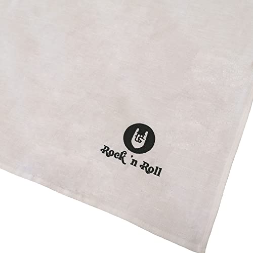 Kracht Geschirrtuch Rock `n Roll Halbleinen Abtrockentuch Küchentuch 50x70 cm mit edler Stickerei (weiß) von Rock `n Roll Blanket