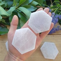 7, 5 cm Hexagon Selenit Polierte Ladeplatte, Kristall Reinigung, Energie Aufladung, Gips, Arbeit, Wohnkultur von RockGemCrystal