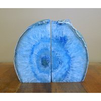 Achat Buchstütze Blau Gefärbte Halb Geode Druzy Rock Formation - Schöne Buchstützen 1-3 Pfund | Rk1-05 Achat Buchstütze Blau Gefärbte Halb Geode Druzy Rock Formation - Schöne Buchstützen 1-3 Pfund | Rk1-05 von RockParadise
