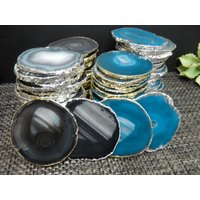 Achat Scheibe - Kleine Größe Unregelmäßig Silber Und Gold Galvanisierte Ränder Haus- Hochzeitsdekor Türkis Schwarz Sie Wählen | Ob9 Achat Scheibe - Kleine Größe Unregelmäßig Silber Und Gold Galvanisierte Ränder Haus- Hochzeitsdekor Türkis Schwarz Sie Wählen | Ob9 von RockParadise