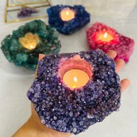 Amethyst Kerzenhalter Gefärbter Kristallcluster - Bunt Kristall Quarz | Rk2 von RockParadise