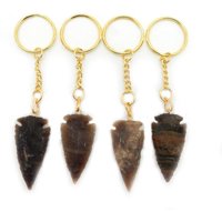 Jaspis Pfeilspitze Keychain - Natürlicher Kristall Mit Goldton Jaspis Pfeilspitze Keychain - Natürlicher Kristall Mit Goldton von RockParadise