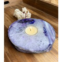 Lila Achat Platte Kerzenhalter - Wohnkultur Boho Stil von RockParadise