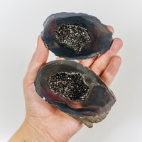 Titan Behandelt Geode Box Mit Druzy - Ooak Platinum Shimmer | Dooak-S37-18 von RockParadise