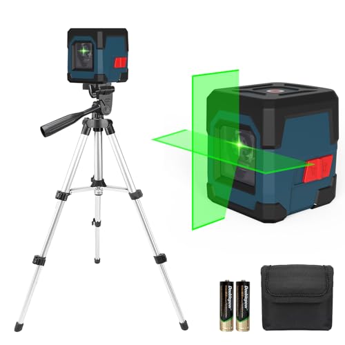 Laser Wasserwaage mit Stativ, RockSeed Kreuzlinienlaser mit Selbstnivellierung, Vertikale und Horizontale Linie, 360 Grad Drehbar, Tragetasche, Batterie Enthalten von RockSeed