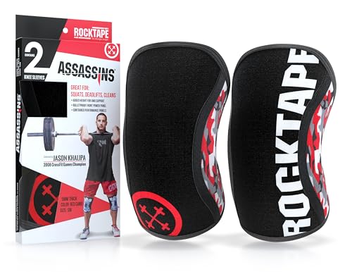 RockTape Assassins Knee Sleeves 7mm - Strapazierfähiges Neopren für Kompression, Wärme und Stabilität im Functional Fitness, Red Camo, Small von RockTape