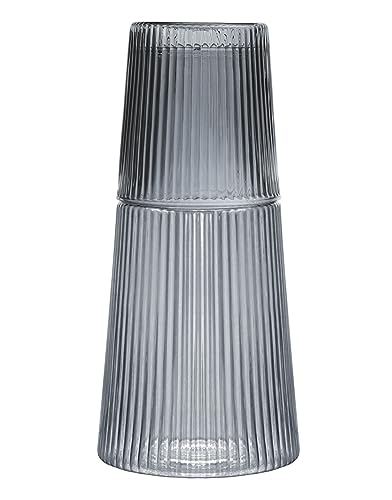 RockTrend Simple Wasserkaraffe mit vertikalen Streifen, Glas, Nachttisch, mit Becher, Glas, Krug und Tasse, Grau RockTrend Simple Wasserkaraffe mit vertikalen Streifen, Glas, Nachttisch, mit Becher, Glas, Krug und Tasse, Grau von RockTrend