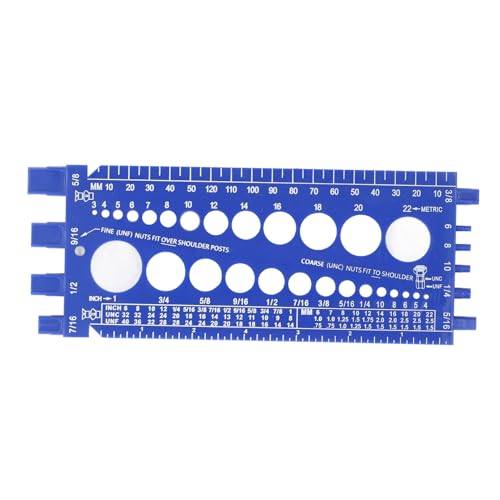 Schraubengewindeprüfer M3 bis M22 metrisch und #4 bis 3/4 Zoll imperiale Größen Bolzenmutter Gewindemesswerkzeug für Werkstatt (blau) von RockVOQRN