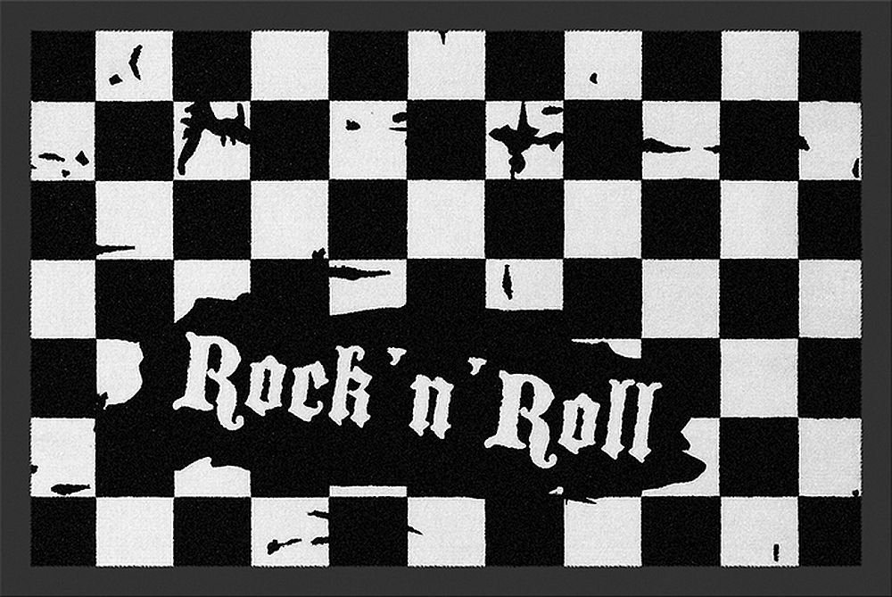 Fußmatte Rockbites - Fußmatte Rock'n'Roll" Checkered Türmatte Fußabstreifer, Rockbites" von Rockbites