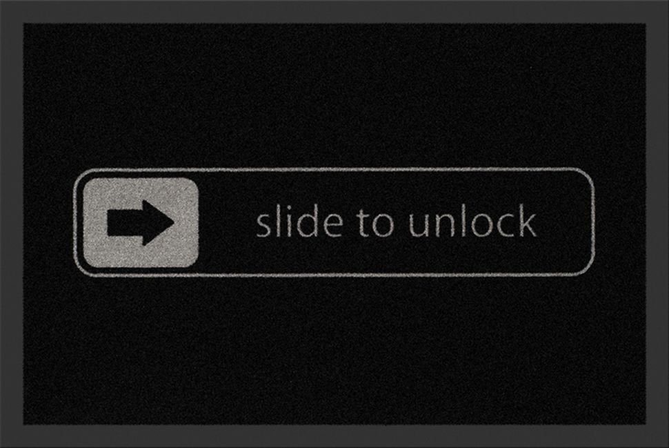 Fußmatte Rockbites - Fußmatte Slide to unlock" Fußabstreifer Türmatte 3, Rockbites" von Rockbites