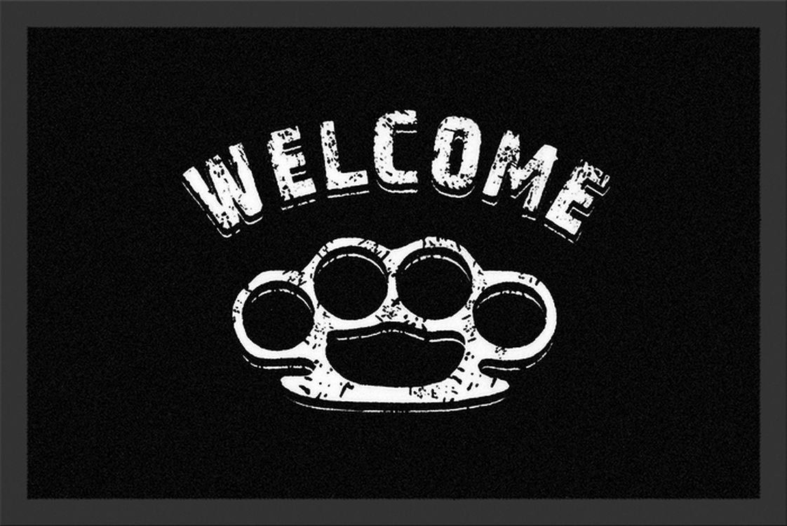 Fußmatte Rockbites - Fußmatte Welcome Schlagring" Schwarz Weiß Nr.155, Rockbites" von Rockbites