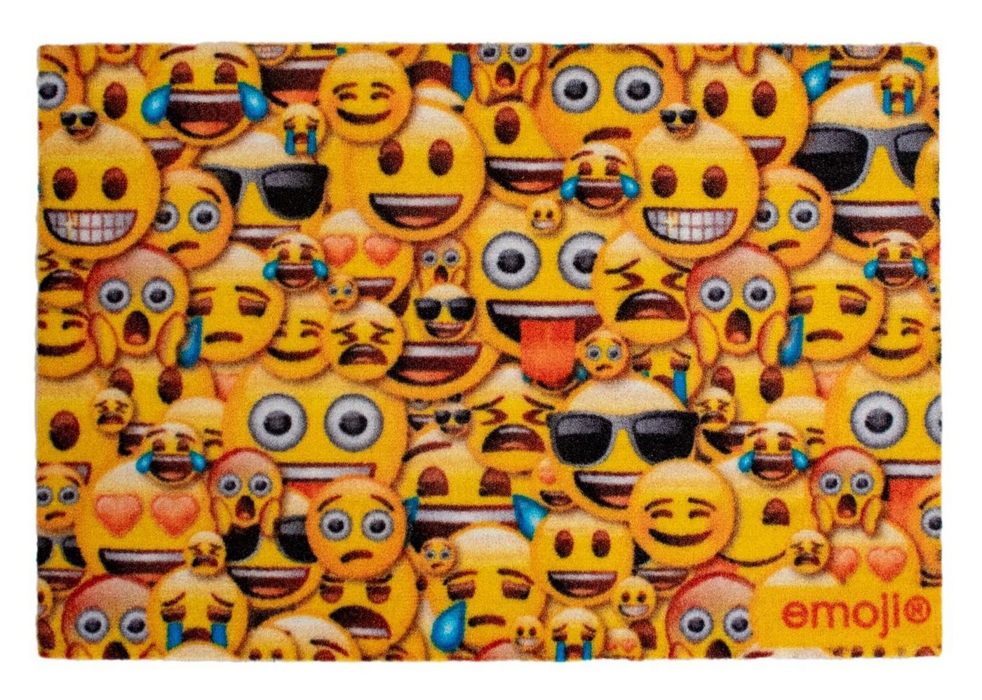 Fußmatte emoji- Allover Orange 60x40 cm, Rockbites, Rechteckig, Höhe: 3 mm von Rockbites