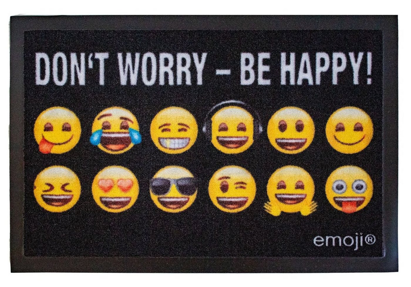 Fußmatte emoji- Türmatte Don´t worry be Happy 60x40 cm, Rockbites, Rechteckig, Höhe: 3 mm von Rockbites