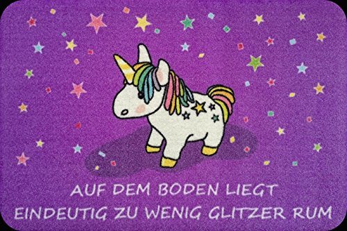 Rockbites Fußmatte- Einhorn 60x40 cm Sauberlaufmatte, Türmatte, Fußabtreter, schmutzmatte, Farbe:Lila von Rockbites