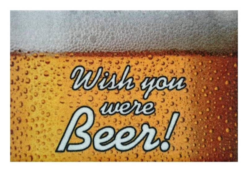 Rockbites Fußmatte Rockbites - Fußmatte Türmatte "Wish you were Beer" Gelb Weiß Nr. 100 von Rockbites