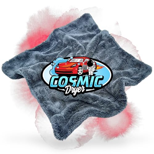 Rocket Gloss Cosmic Dryer | Auto Trockentuch Wassermagnet 1300 GSM Premium Mikrofasertuch 40x40cm grau | Abgerundete Twisted Pile Mikrofaser | Saugstark, fusselfrei & kratzerfrei (L - 40x40cm) von Rocket Car Shop