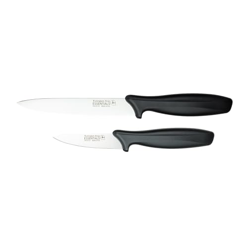 Rockingham Forge 2 Piece 8007 Essentials Range Utility Knife Set, enthält ein 9cm Gemüsemesser und ein 12cm Utility Knife, schwarze Griffe von Rockingham Forge