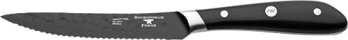 Rockingham Forge Ashwood Black Schwarz 5” Steakmesser mit Wellenschliff – Gehämmerte Klinge und Griff aus ABS Kunststoff, Fleischmesser von Rockingham Forge