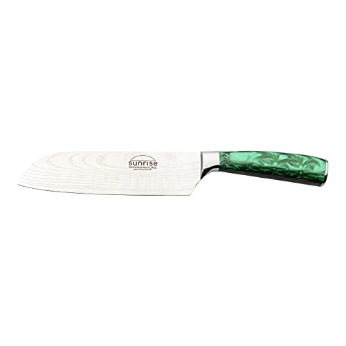 Rockingham Forge Sunrise Collection Emerald smaragd 7” Santokumesser mit hochwertiger Klinge aus X40Cr13 Edelstahl und Griff aus Harz, Japanisches Messer, Grün von Rockingham Forge