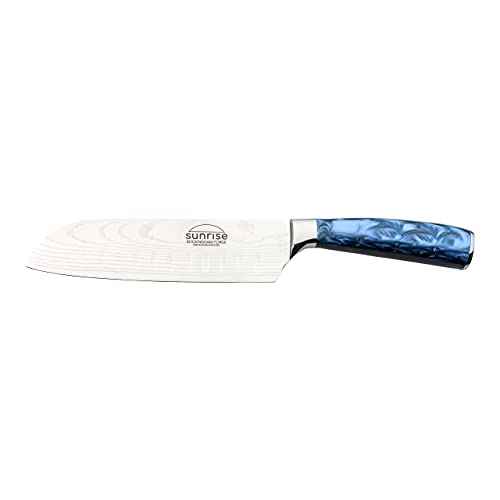 Rockingham Forge Sunrise Collection Sapphire saphirblau 7” Santokumesser mit hochwertiger Klinge aus X40Cr13 Edelstahl und Griff aus Harz, Japanisches Messer, Blau von Rockingham Forge