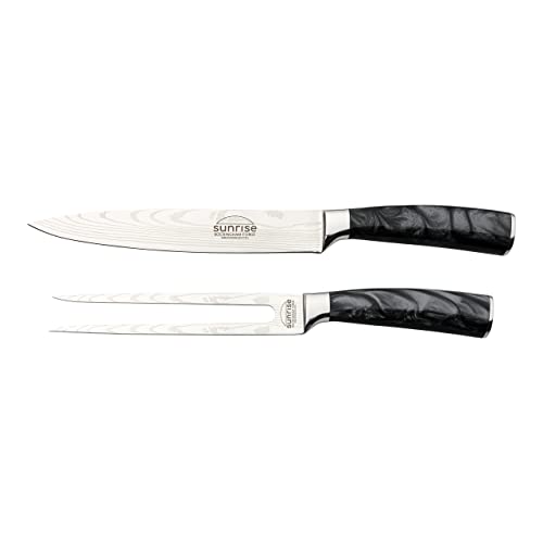 Rockingham Forge Sunrise Collection Tranchiermesser und Gabel Set, Premium Edelstahl mit Harzgriffen, schwarz von Rockingham Forge