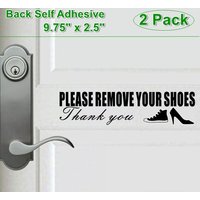 2 Pack Zurück Selbstklebend Klares Vinyl 9, 75 "x 2, 5" Bitte Entfernen Sie Ihre Schuhe Fenster Tür Warnung Zeichen Aufkleber von RockmountSigns