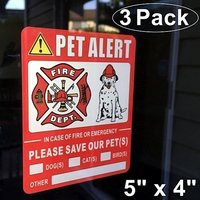 3Er Pack Front Selbstklebend Vinyl 5" X 4" Home Business Vehicle Pet Alert Fire Emergency Rescue Warning Fenstertür Aufkleber von RockmountSigns