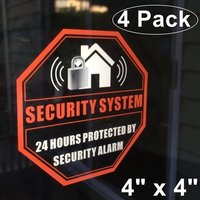 4Er-Pack Vorne Selbstklebend Klar Vinyl 4 "x 4" Hauptgeschäft Sicherheit Einbrecher Alarm System Fenster Tür Warnung Aufkleber Decals von RockmountSigns