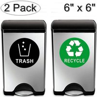 Outdoor/Indoor Zurück Selbstklebende Vinyl | 2 Pack 6 "x 6" Recycle & Trash Aufkleber von RockmountSigns