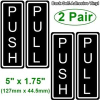 Outdoor/Indoor Zurück Selbstklebende Vinyl | 2 Pack Push Und Pull Vertikale Tür Zeichen 5 " X 1, 75 Schwarz & Weiß Aufkleber von RockmountSigns