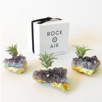 Gold Getaucht Miniatur Amethyst Luftpflanzenhalter Set Schreibtisch Dekor Geschenk von Rocknair