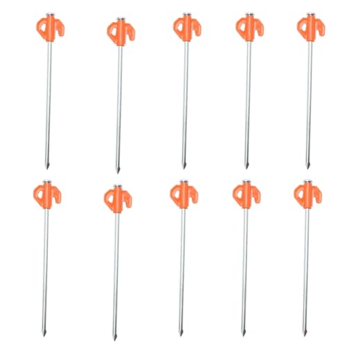 Rockreyoa 10 Stück Zeltheringe Leuchtend Felsbodenheringe Camping Zelt Heringe Stark Erdnagel Sturmsicher Bodennägel Befestigungshaken für Outdoor Harten Boden Zelt Zubehör 21cm Orange von Rockreyoa