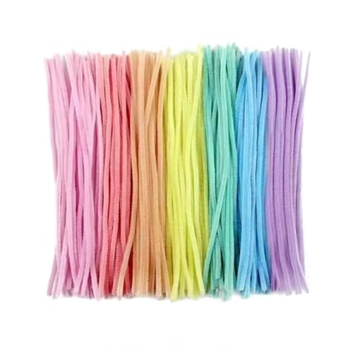Rockreyoa 100 Stück Pfeifenreiniger zum Basteln Extra Dichten Chenilledraht Flauschig Bastelchenille Bunt Chenille-Stiel für Drahtskulpturen DIY Kunst Puppe Handwerksprojekte 30cm x 6mm 7 Farben von Rockreyoa