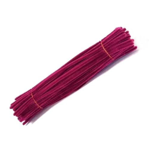 Rockreyoa 100 Stück Pfeifenreiniger zum Basteln Extra Dichten Chenilledraht Flauschig Bastelchenille Bunt Chenille-Stiel für Drahtskulpturen DIY Kunst Puppe Handwerksprojekte 30cm x 6mm Dattelrot von Rockreyoa