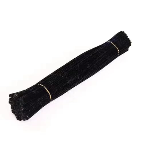 Rockreyoa 100 Stück Pfeifenreiniger zum Basteln Extra Dichten Chenilledraht Flauschig Bastelchenille Bunt Chenille-Stiel für Drahtskulpturen DIY Kunst Puppe Handwerksprojekte 30cm x 6mm Schwarz von Rockreyoa