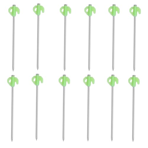 Rockreyoa 12 Stück Zeltheringe Leuchtend Felsbodenheringe Camping Zelt Heringe Stark Erdnagel Sturmsicher Bodennägel Befestigungshaken für Outdoor Harten Boden Zelt Zubehör 21cm Leuchtend von Rockreyoa