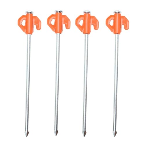 Rockreyoa 4 Stück Zeltheringe Felsbodenheringe Camping Zelt Heringe Stark Erdnagel Sturmsicher Bodennägel Erdnägel Befestigungshaken für Outdoor Harten Boden Zelt Zubehör 21cm Orange von Rockreyoa