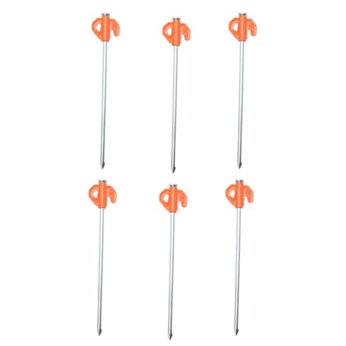 Rockreyoa 6 Stück Zeltheringe Felsbodenheringe Camping Zelt Heringe Stark Erdnagel Sturmsicher Bodennägel Erdnägel Befestigungshaken für Outdoor Harten Boden Zelt Zubehör 21cm Orange von Rockreyoa