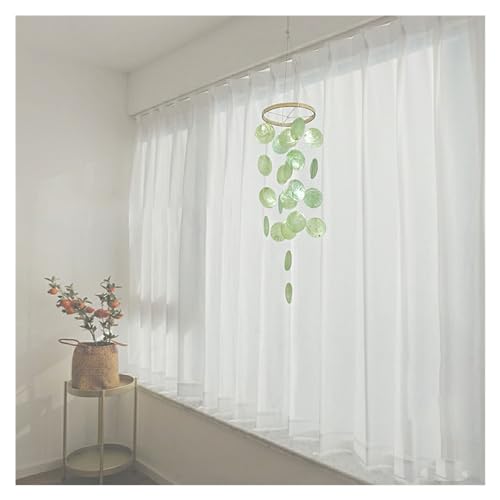 Rockreyoa Muschel Windspiel Bunt Capiz Muscheln Windspiele Hängend Ornamente Natürlich Perlmutt Schale Windglocke Girlande Traumfänger Fensterschmuck für Garten Home Dekoration Grün von Rockreyoa