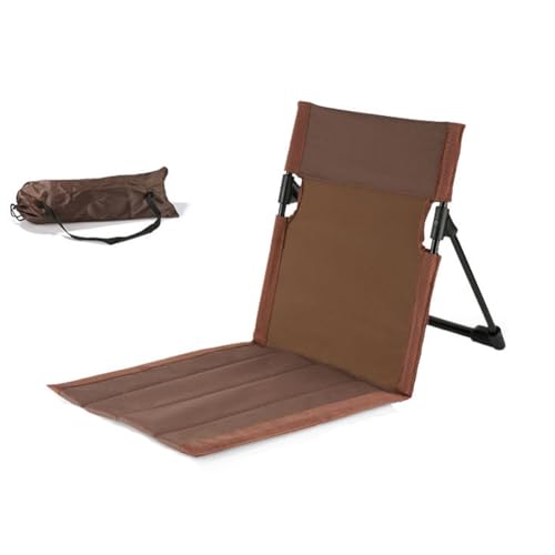 Rockreyoa Strandmatte mit Rückenlehne und Aufbewahrungstasche Faltbar Strandkorb Outdoor Camping Bodenstuhl Strandstuhl Tragbar Klappkissen Strand Sitz für Strand Garten Picknick Zubehör Braun von Rockreyoa