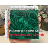 Malachit Kachel 10x10x1 cm | Heilkraft Chakra Untersetzer von RocksGemsAndCrystals